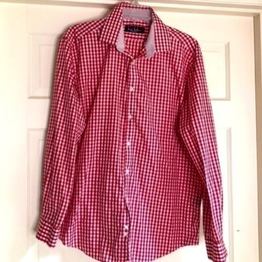 Nicole Miller shirt NY 16-16 1/2 Large red white